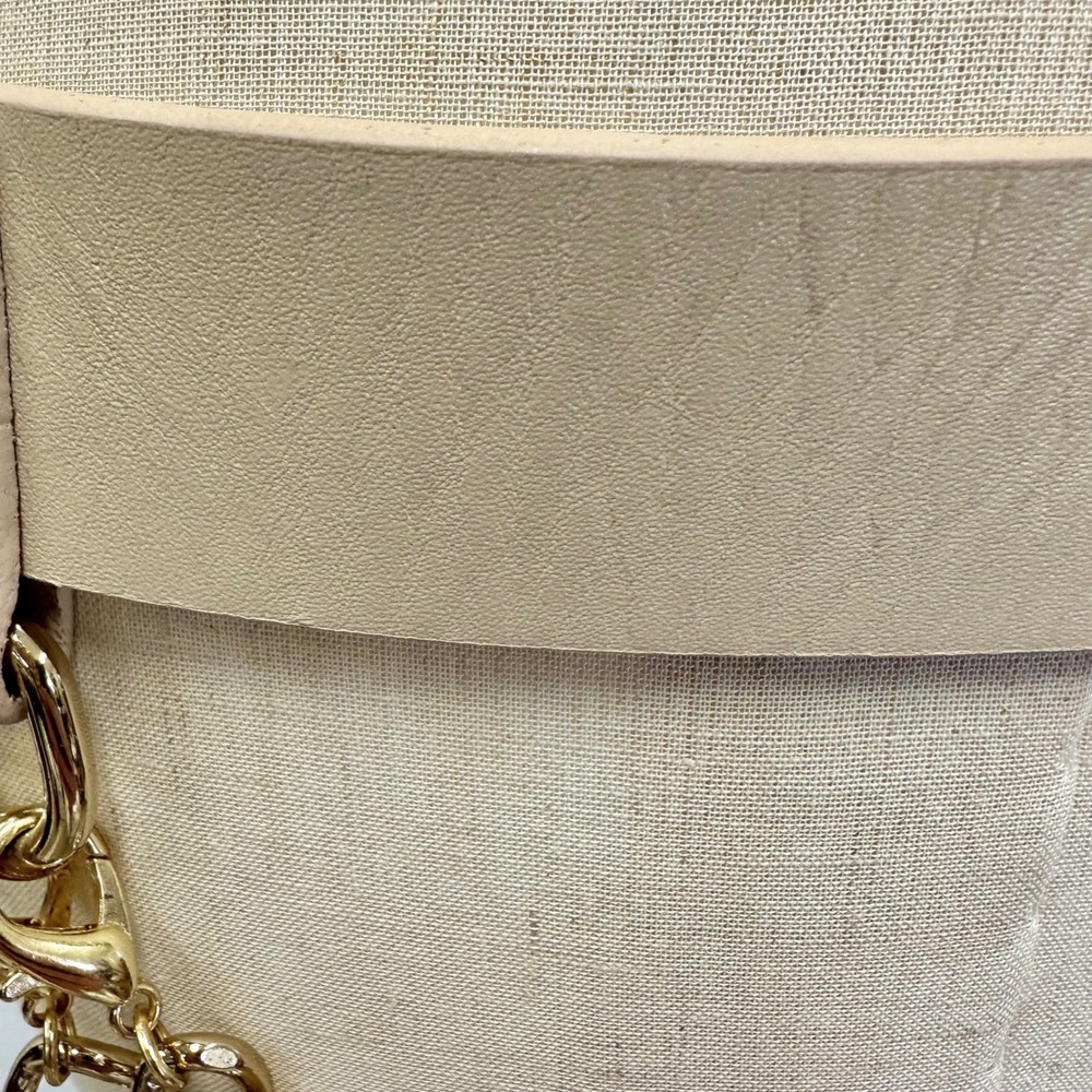 Beige Genuine Leather Chain Belt Gold Tone Buckle Women's Size S/M - Picture 7 of 13